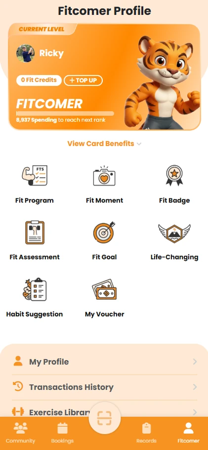 Fitcom app screen